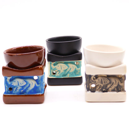 Classic Elephant Ceramic Oil Burner, Assorted Colours, 6cm