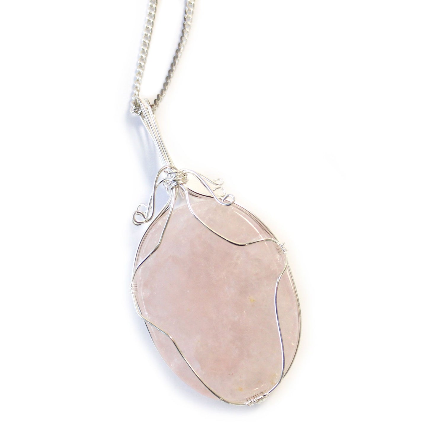 Swirl Wrapped Gemstone Necklace - Rose Quartz – lifestyle shot