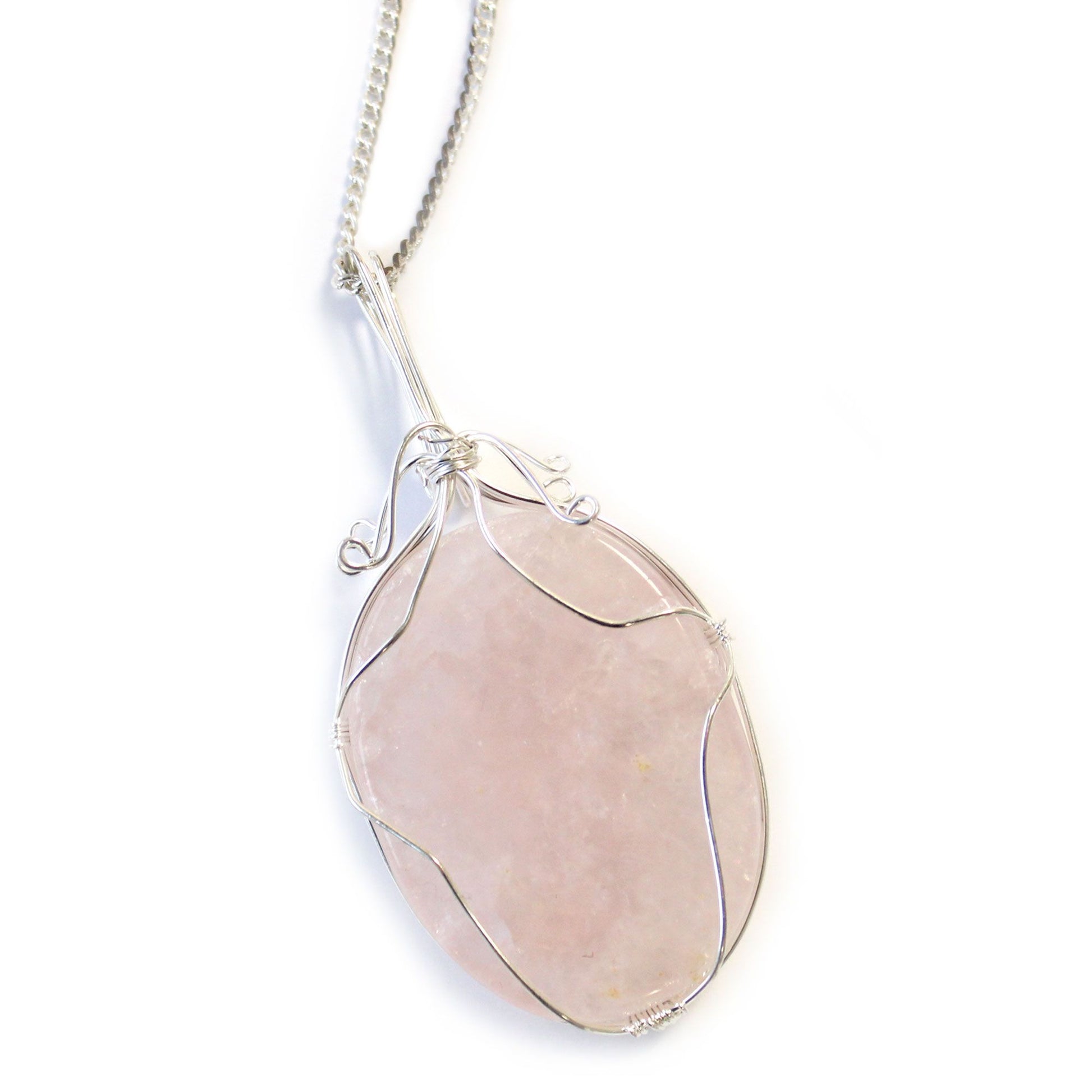 Swirl Wrapped Gemstone Necklace - Rose Quartz – lifestyle shot