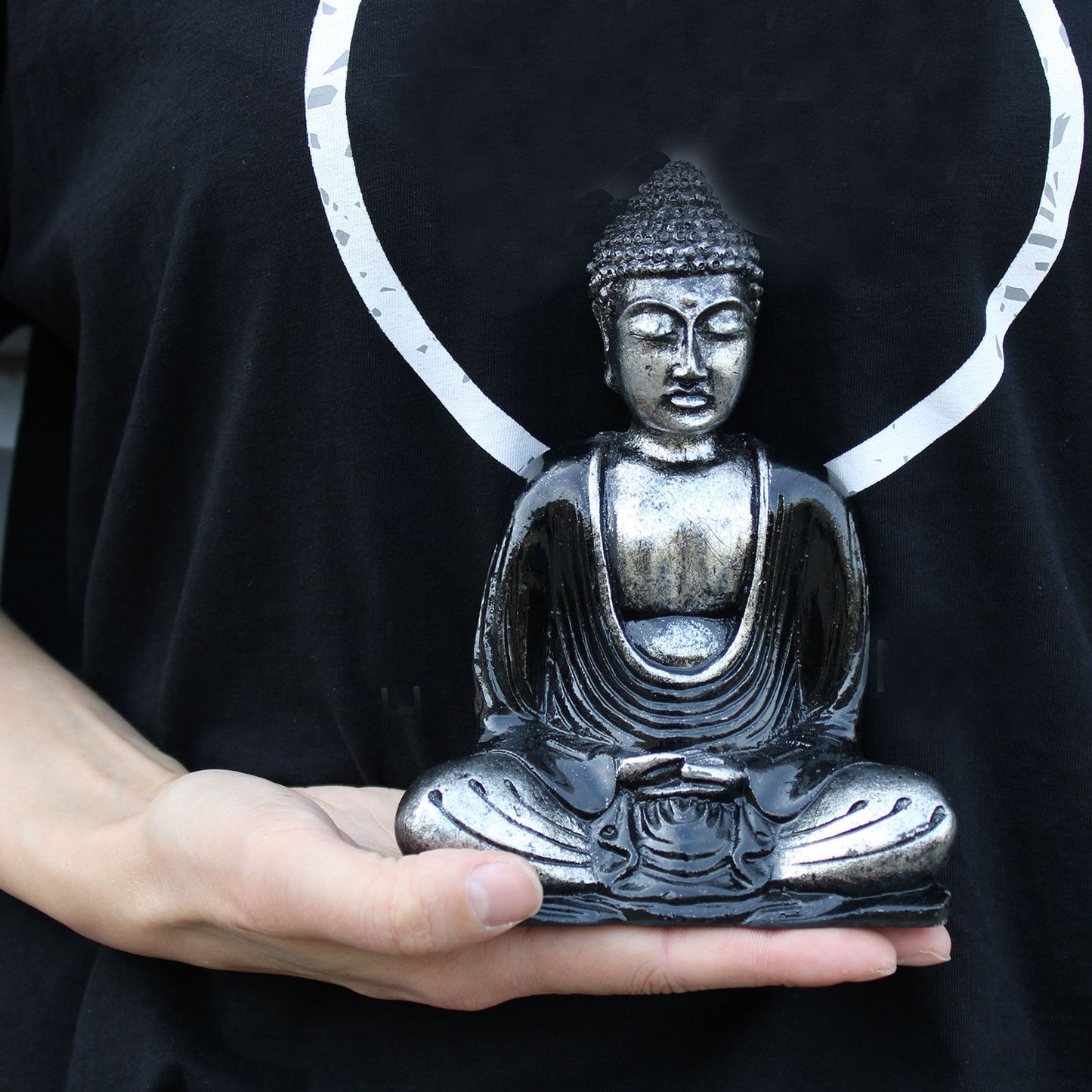 Black & Silver Sitting Buddha