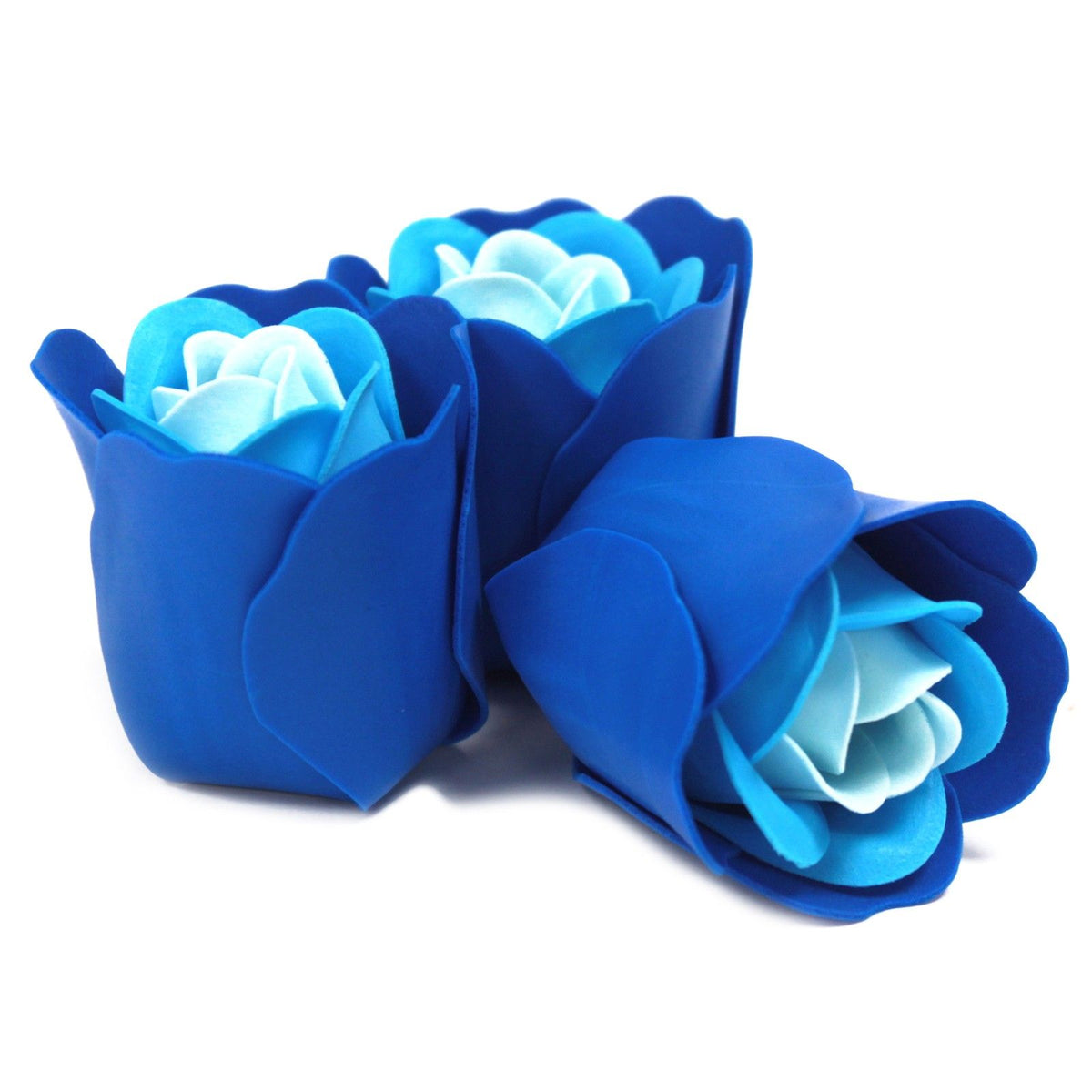 Blue Wedding Roses Soap Flower Heart Box, Set of 3