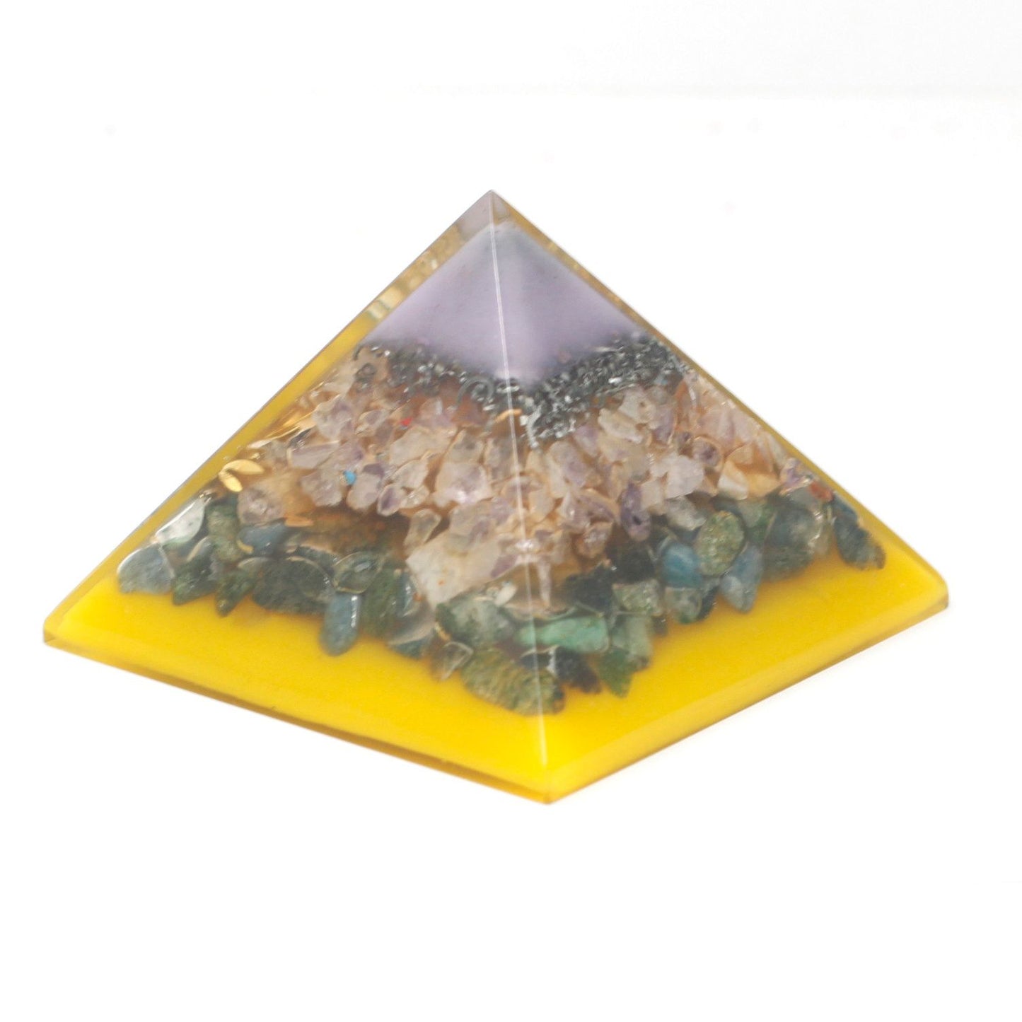 Lrg Organite Pyramid 70mm - Tree（gold base) – detail view