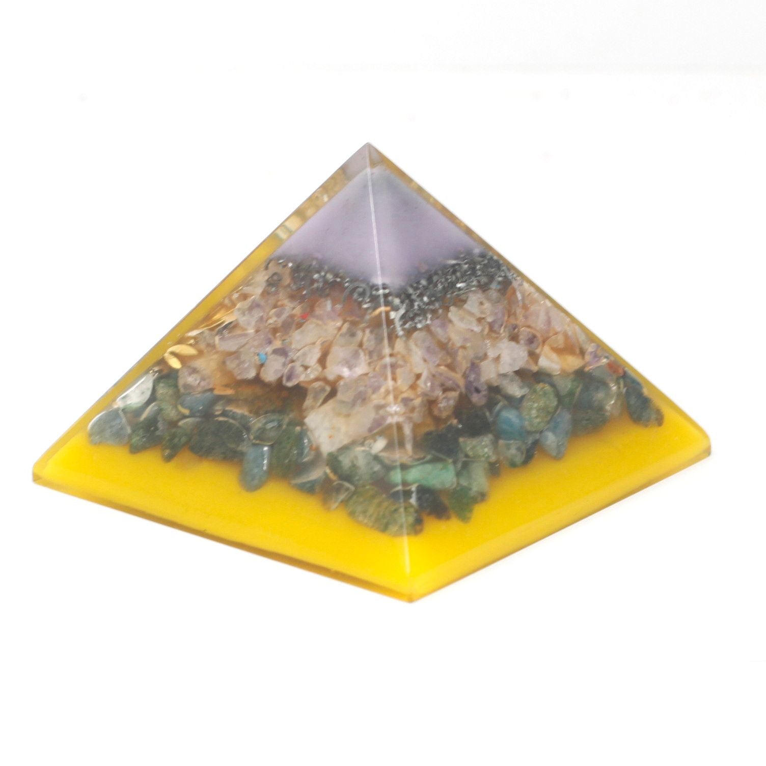 Lrg Organite Pyramid 70mm - Tree（gold base) – detail view
