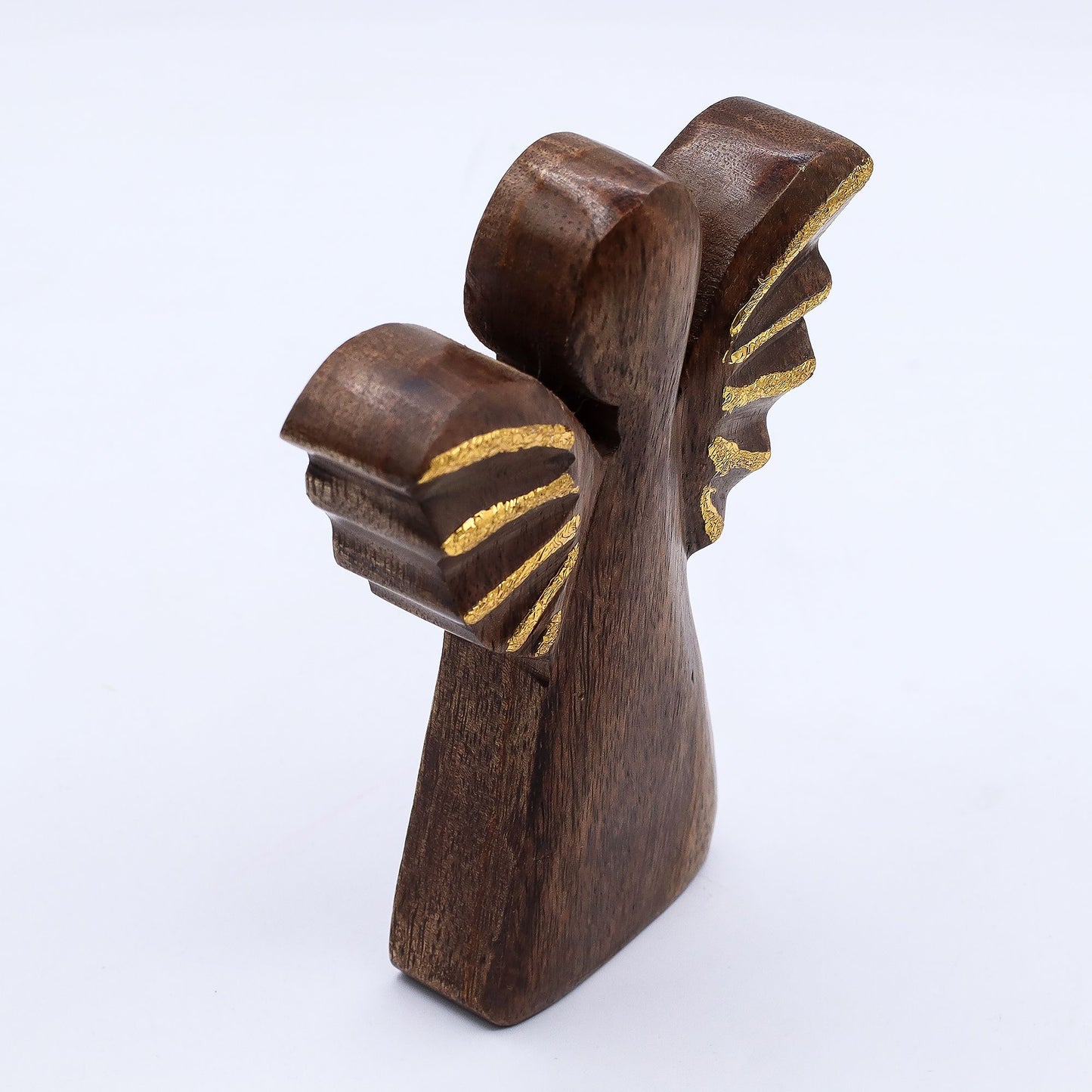Medium Mango Wood Angel - Gold Decor – detail view