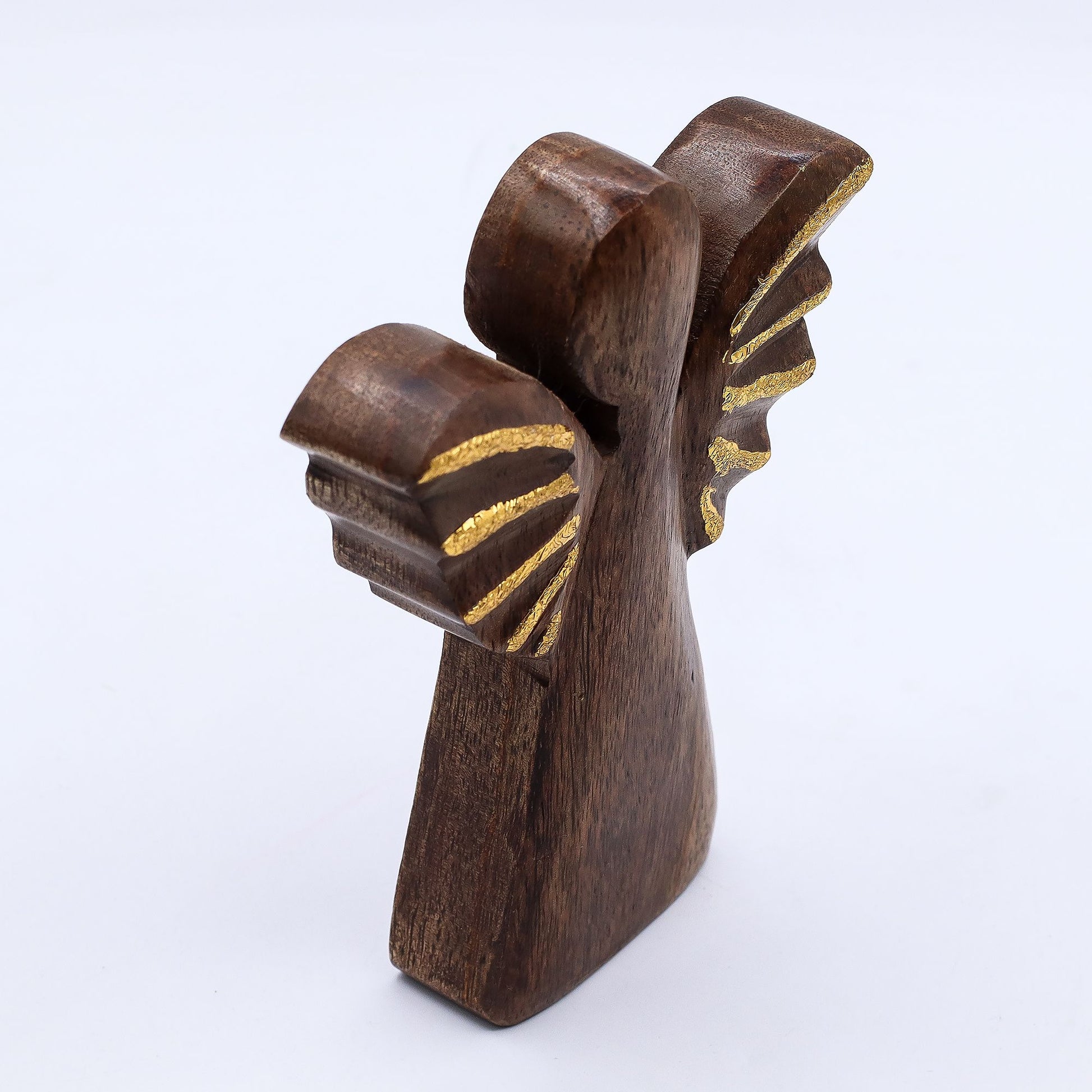 Medium Mango Wood Angel - Gold Decor – detail view
