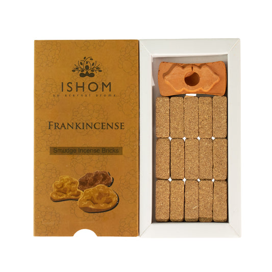 Frankincense Natural Incense Smudge Bricks, Pack of 15 with Burner