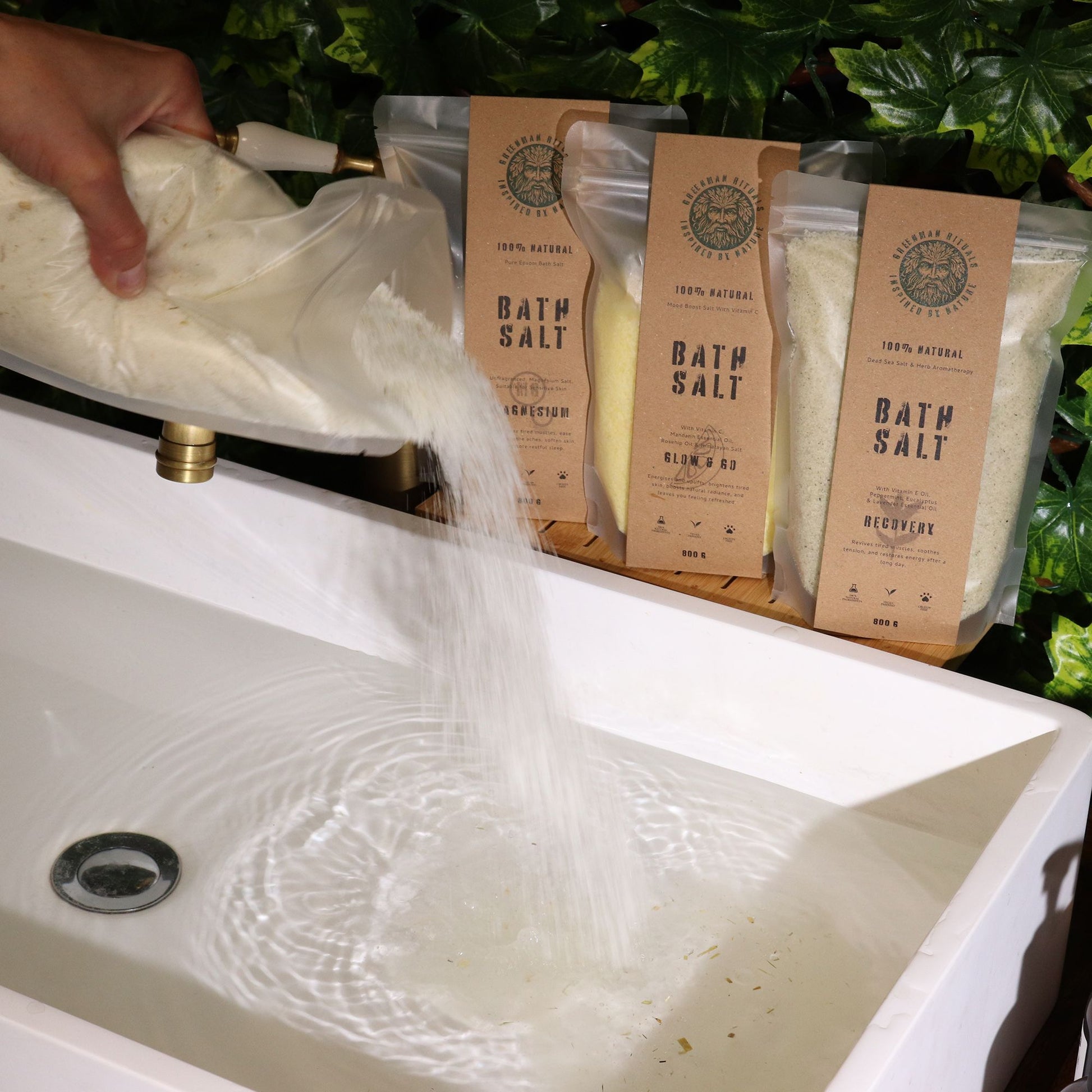 Greenman Rituals Oat & Honey Epsom Bath Salt – Spa Relax Blend – lifestyle shot