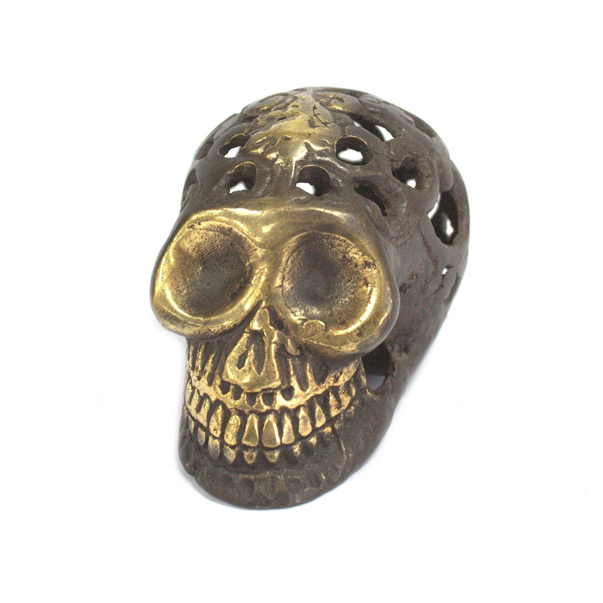 Vintage Brass Skull Ornament, Small