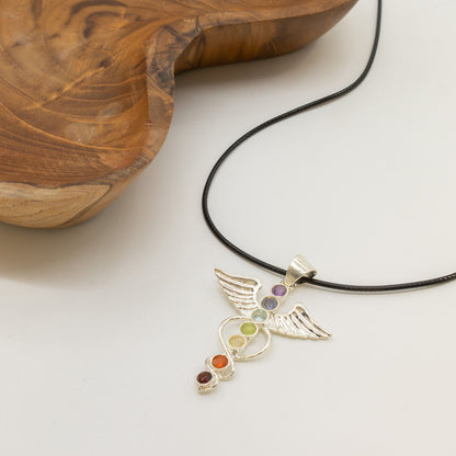Indian Devotional Pendant - Silver Plated (45cm Cord)- Angel Chakra – packaging