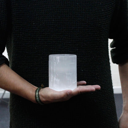 Selenite Cylinder Candle Holder - 10 cm – lifestyle shot