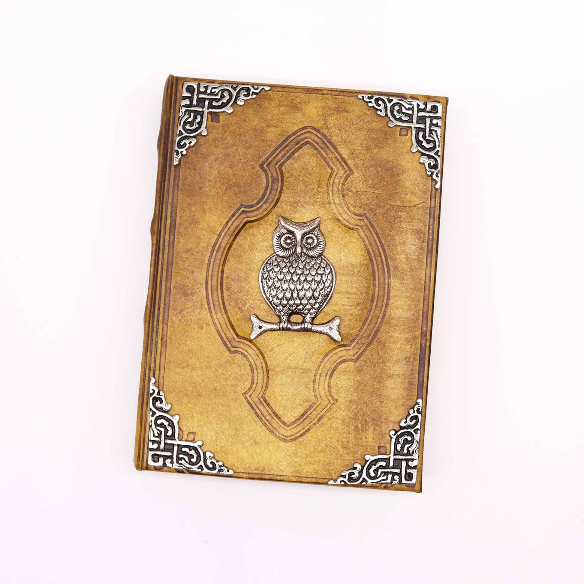 Heafty Coffee Tan Book - Zinc Owl Decor - 200 Deckle Edges Pages - 26x18cm – detail view