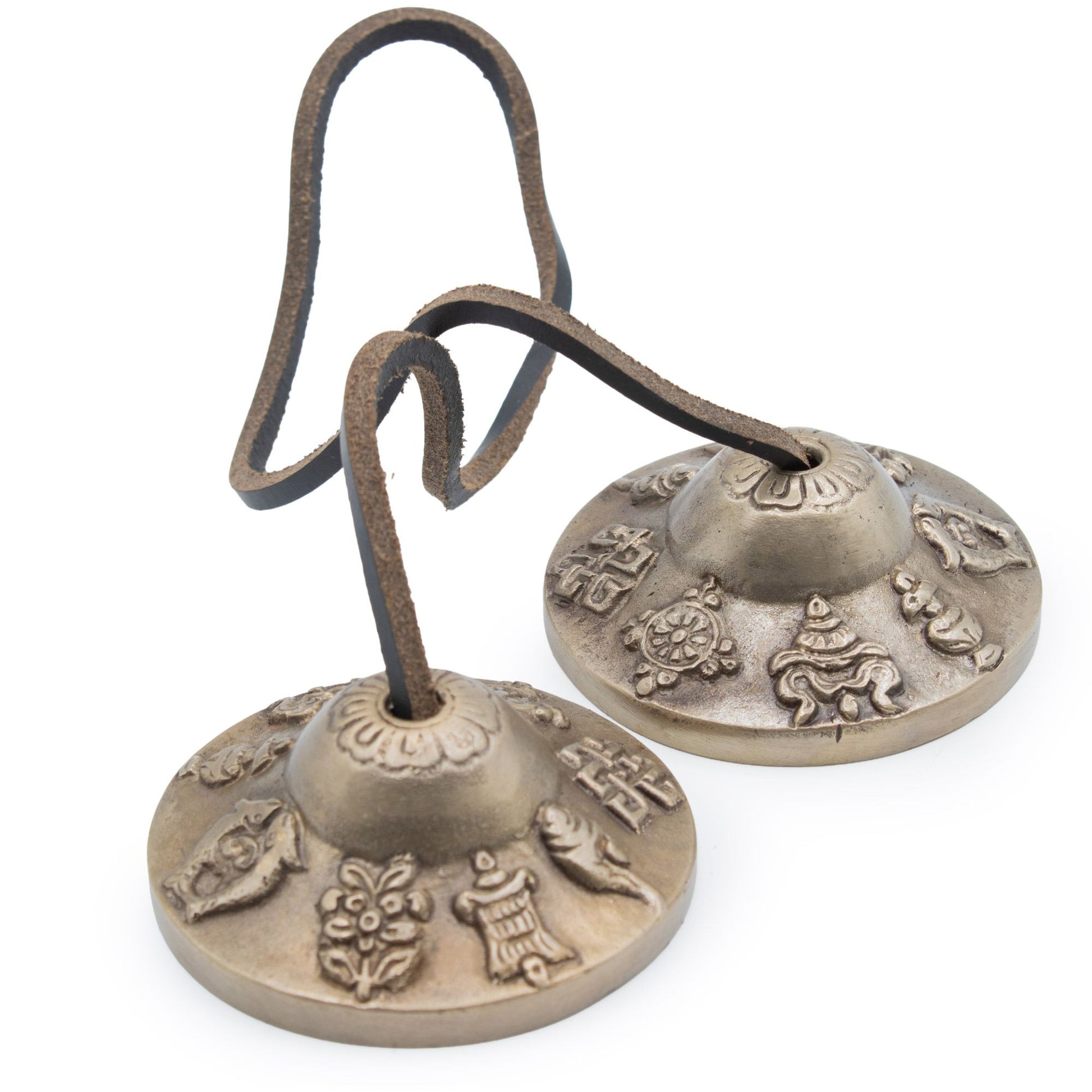 Premium Brass Tibetan Tingsha - Lucky Symbols - approx 6cm (155gm) | Auro & Co