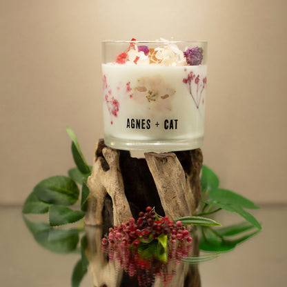Agnes + Cat Botanical Soy Wax Candle - Roses of Sawrey – lifestyle shot