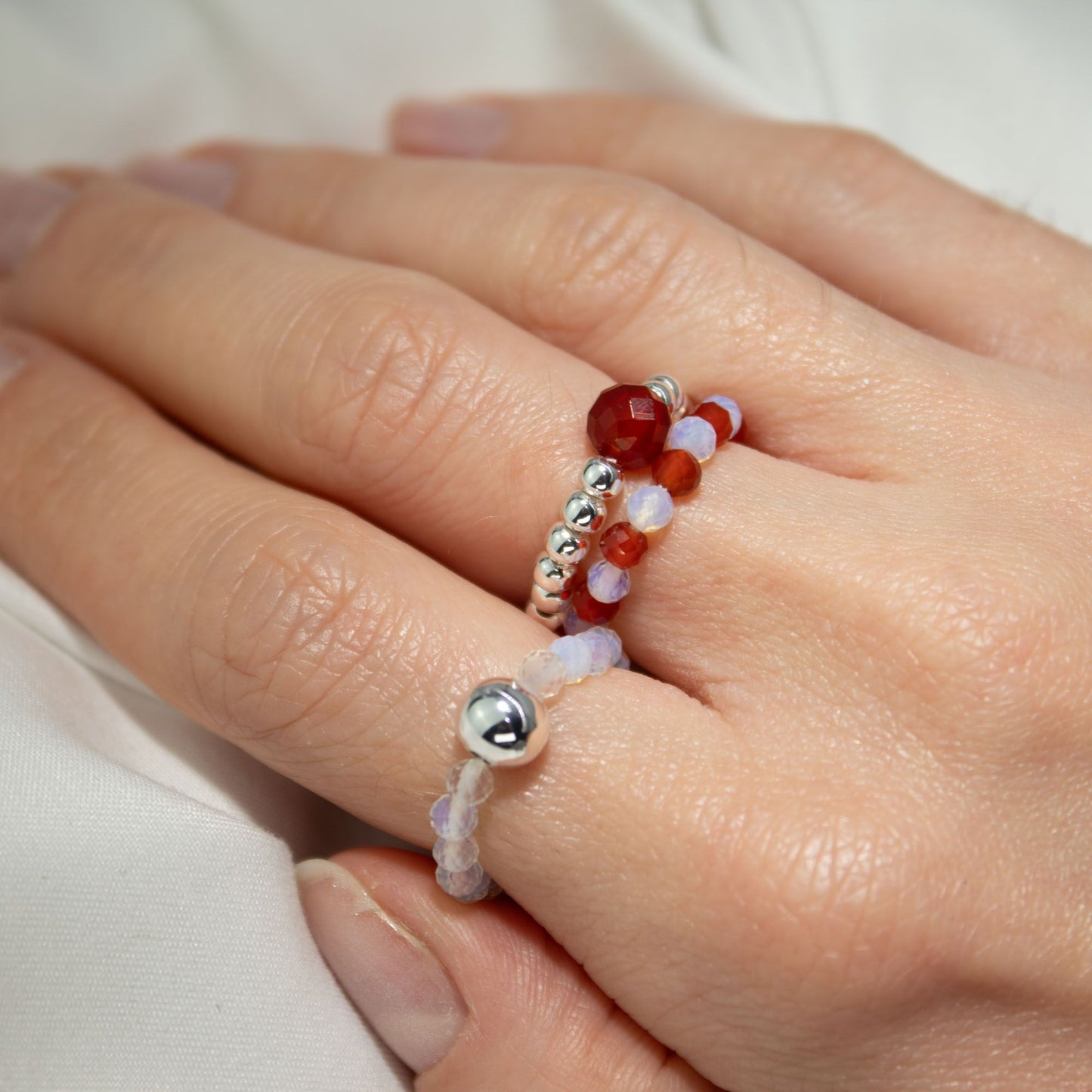 Nymph Spirit Gemstone Ring Set - Blood Moon – lifestyle shot