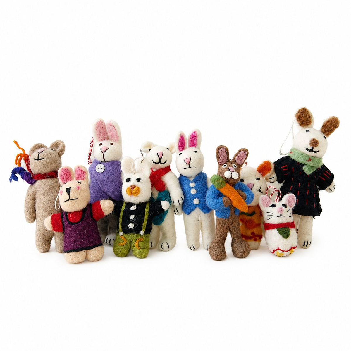 Felt Animal Charms, Mini Cute Set of 10, Hanging Decorations & Bag Charms
