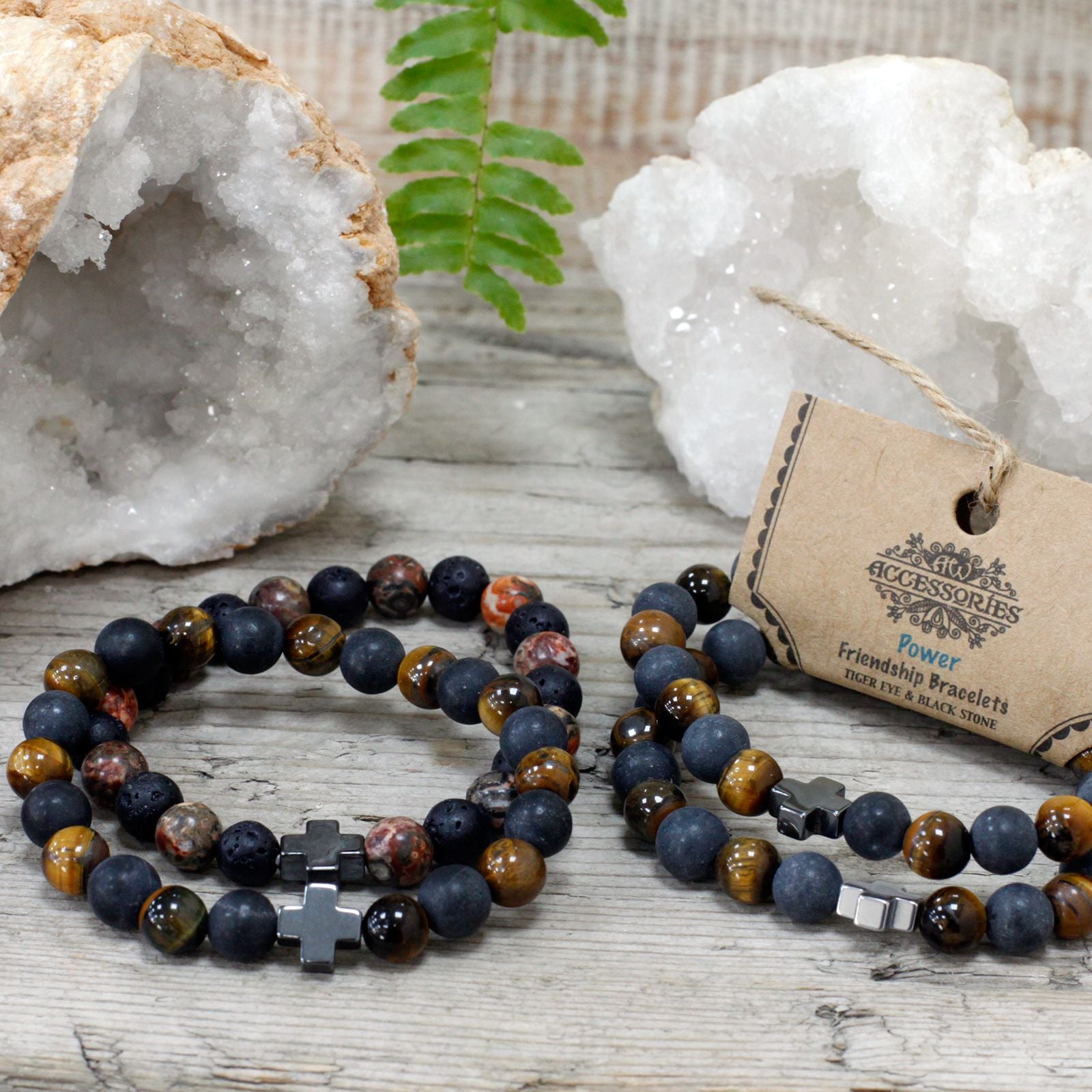 Set of 2 Gemstones Friendship Bracelets - Power - Tiger Eye & Black Stone – product image 8