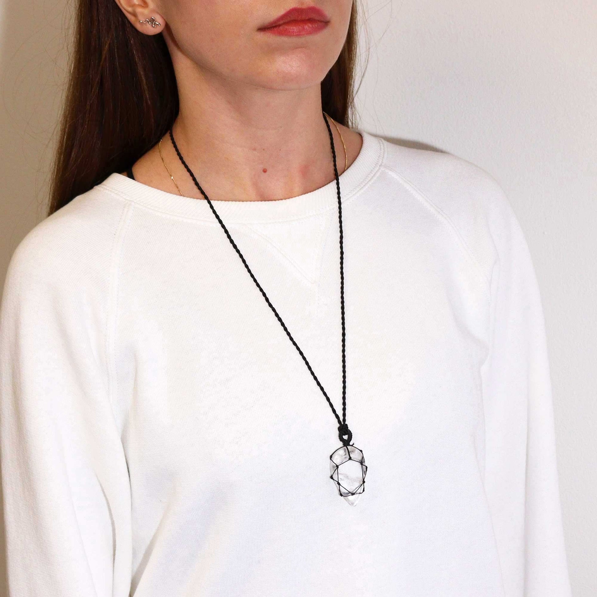 Laced Gemstone Teardrop Pendant - Rock Quartz – packaging
