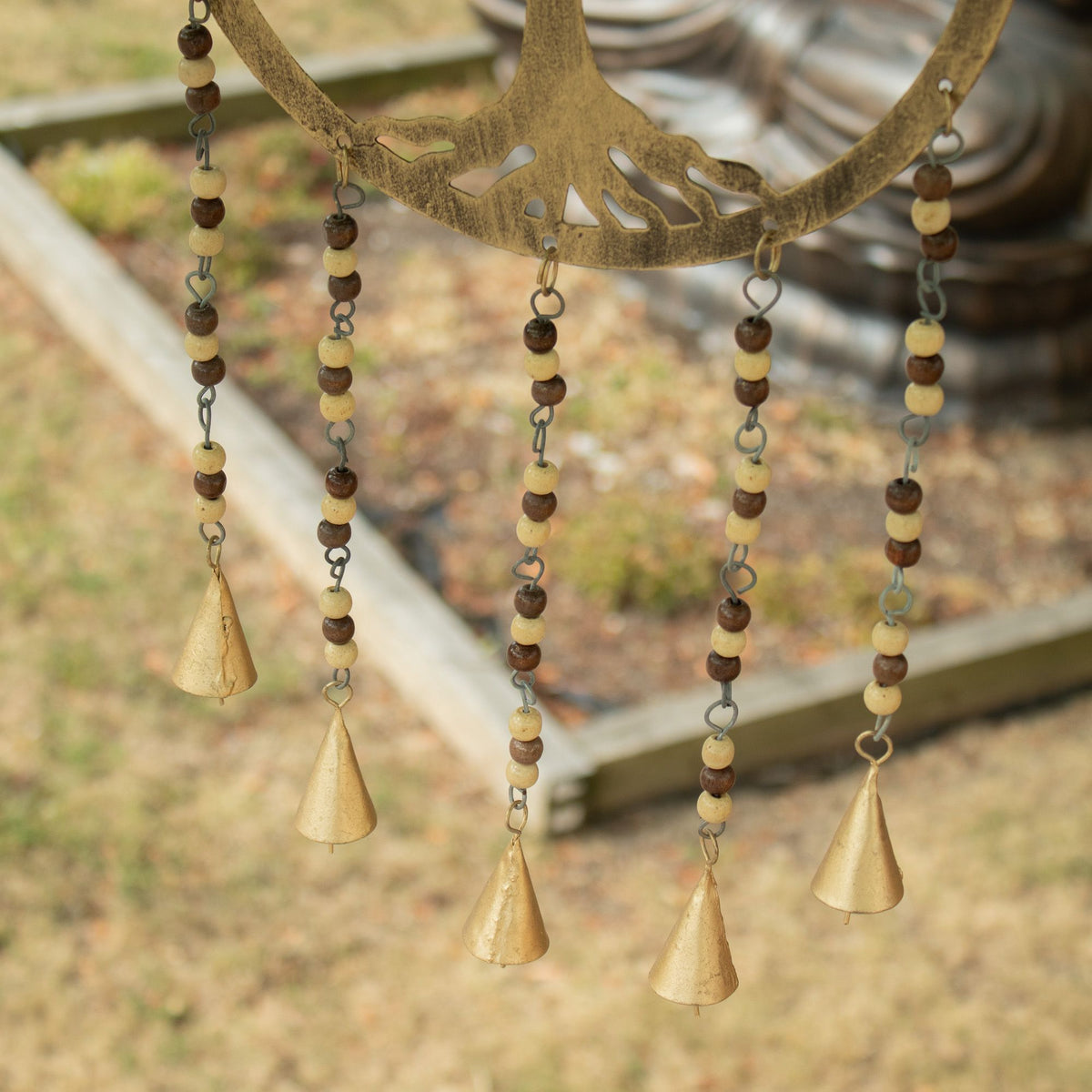 Tree of Life Brass Bell Chime with Glass Beads, Large