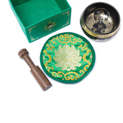 Green Tara Singing Bowl Set 10cm (min 380gm) – packaging