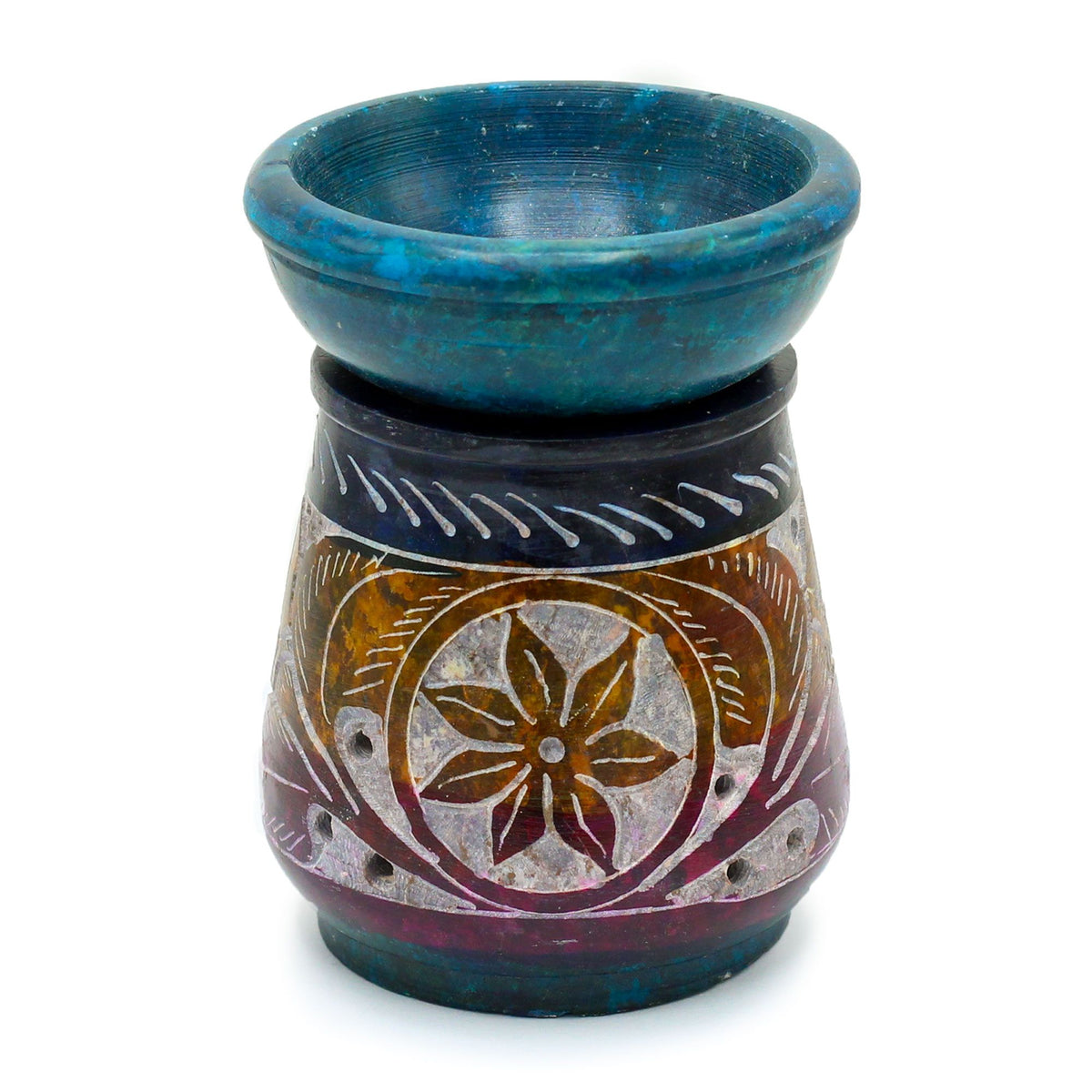 Flower Soapstone Oil Burner, Small 8cm