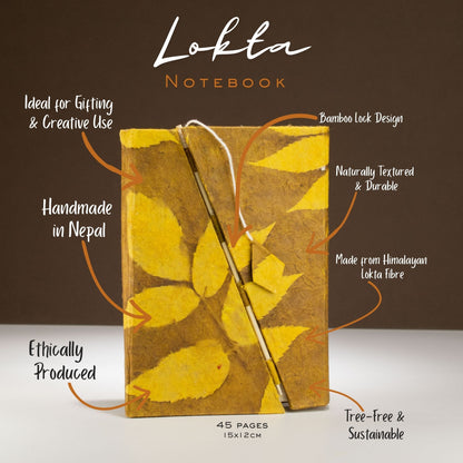 Mustard Brown Lokta Notebook, Medium