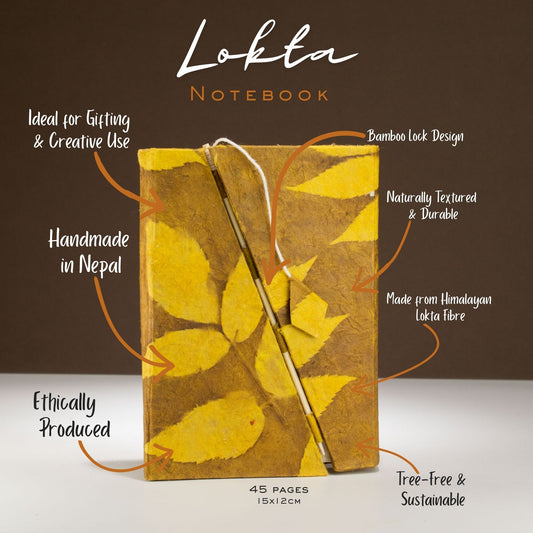 Mustard Brown Lokta Notebook, Medium