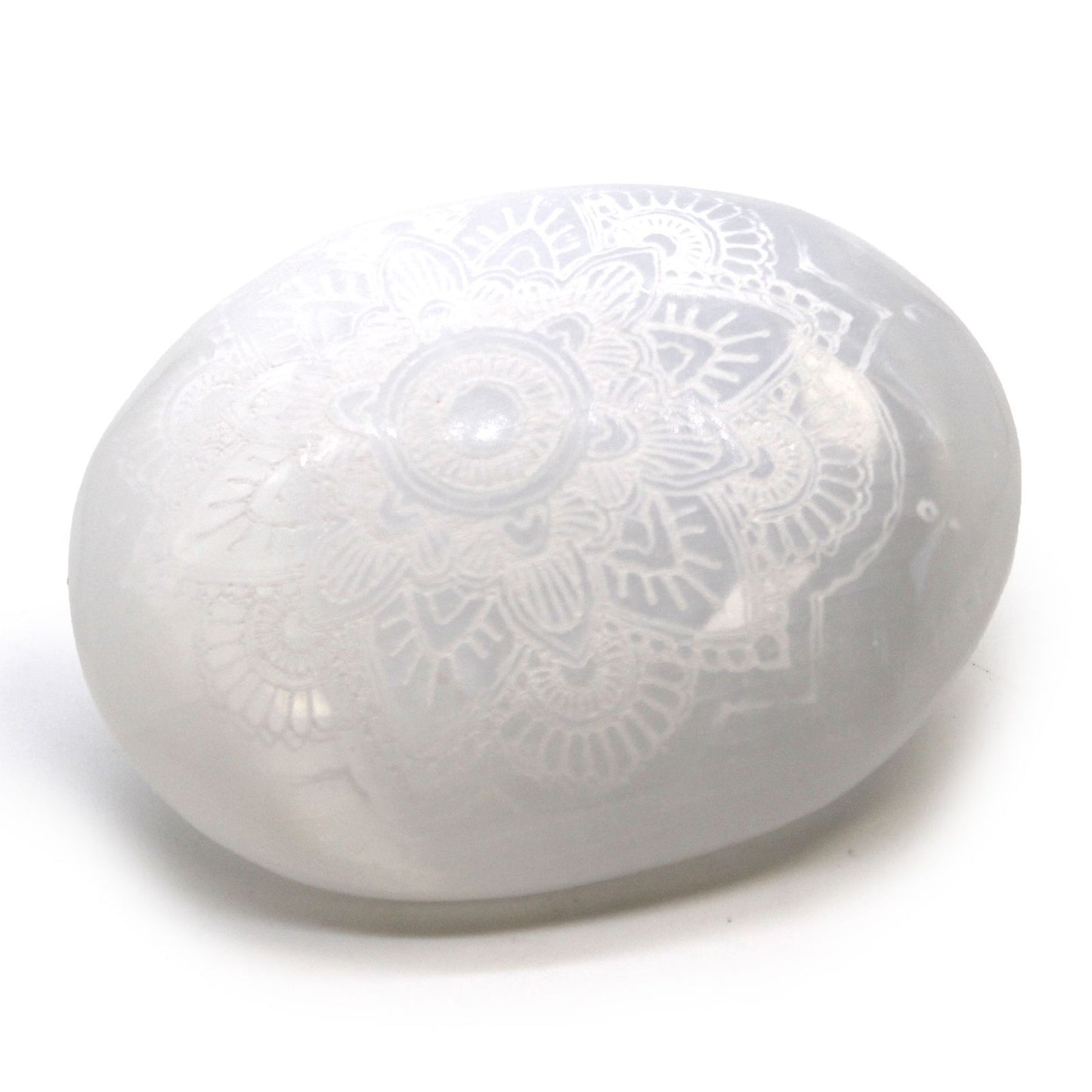 Selenite Palm Stone - Mandala Engraved | Auro & Co