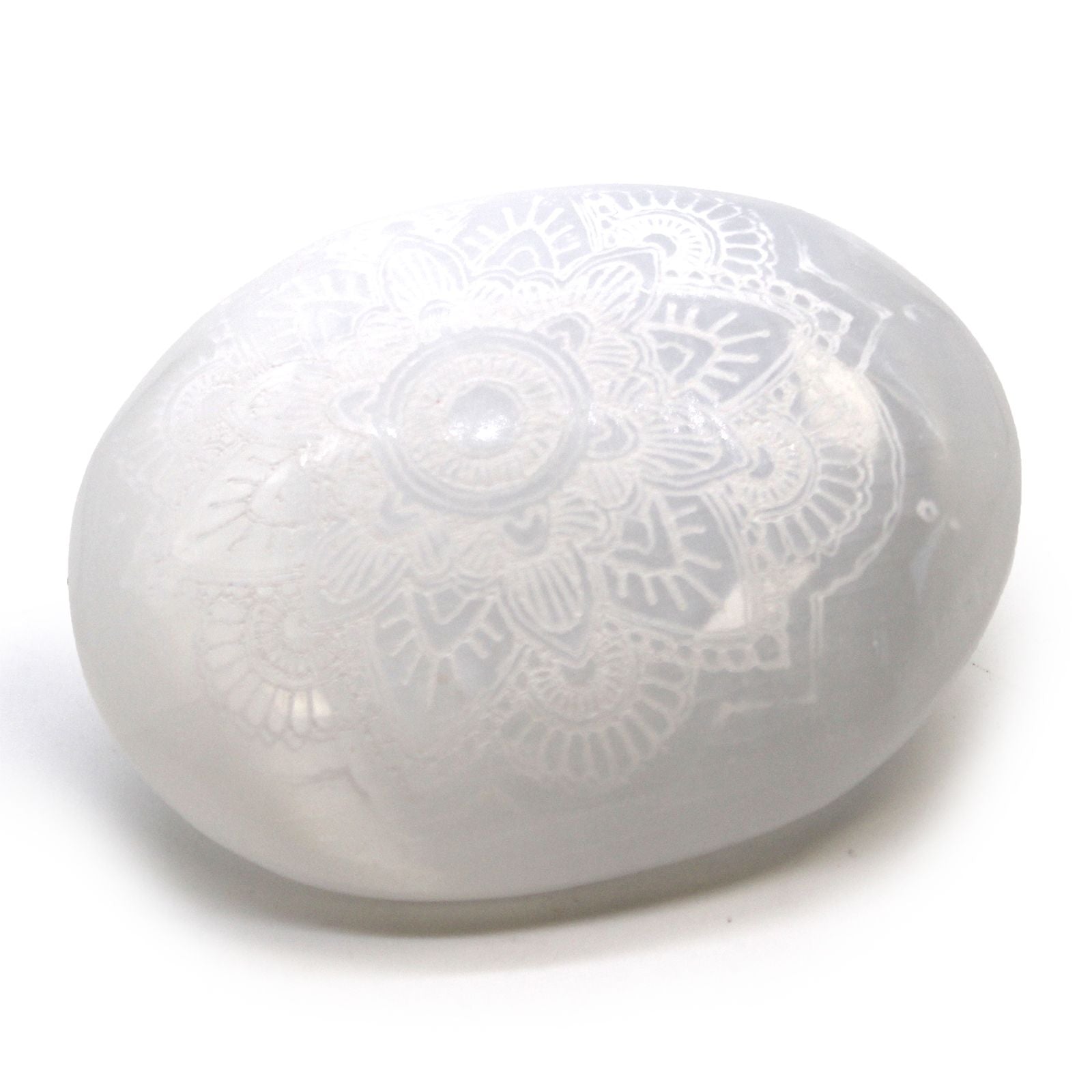Selenite Palm Stone - Mandala Engraved | Auro & Co
