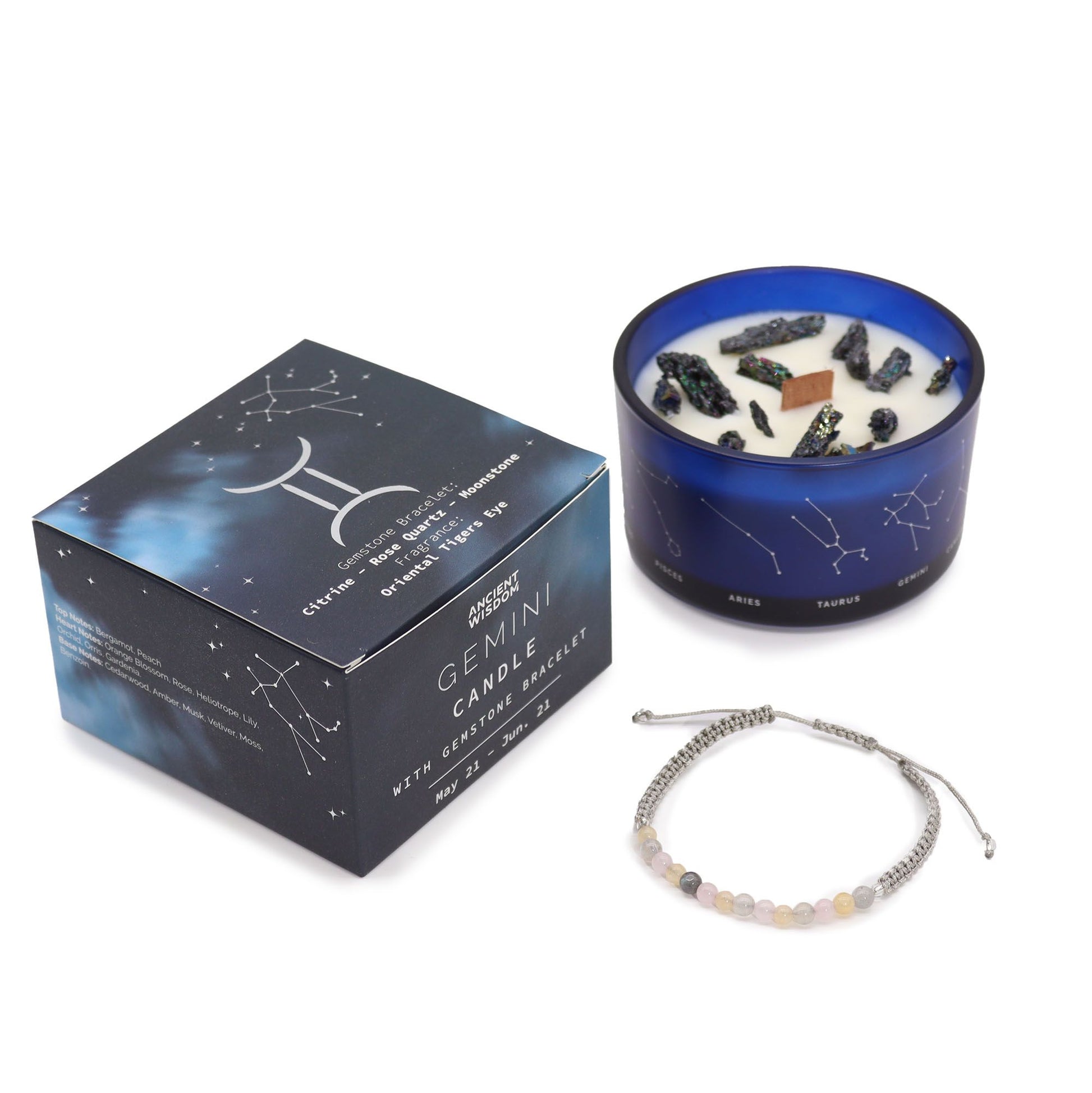 Gemini Zodiac Crystal Candle Set | Auro & Co