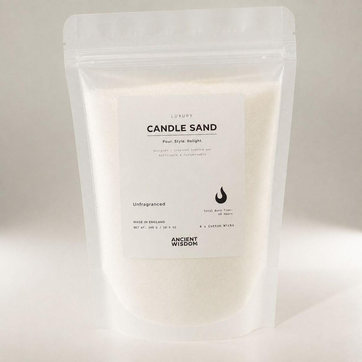 Unscented Candle Sand - White, 300g