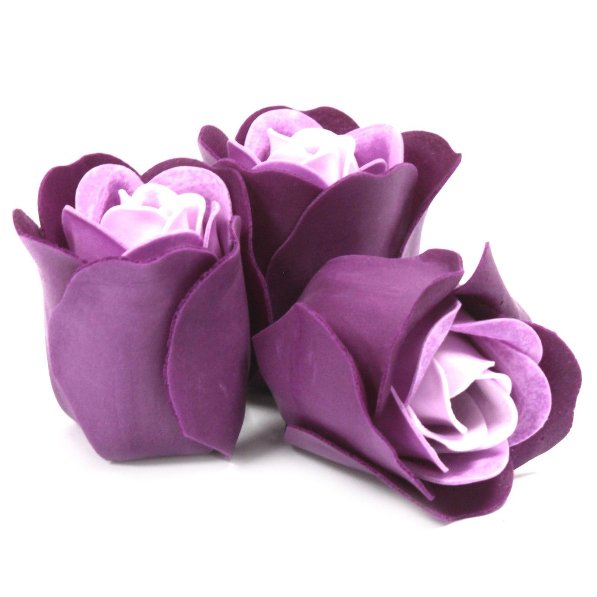 Lavender Roses Soap Flower Heart Box, Set of 3
