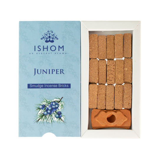 Juniper Natural Incense Smudge Bricks, Pack of 15 with Burner