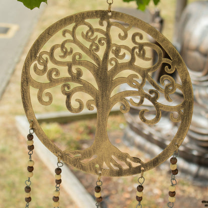Tree of Life Brass Bell Chime with Glass Beads, Large