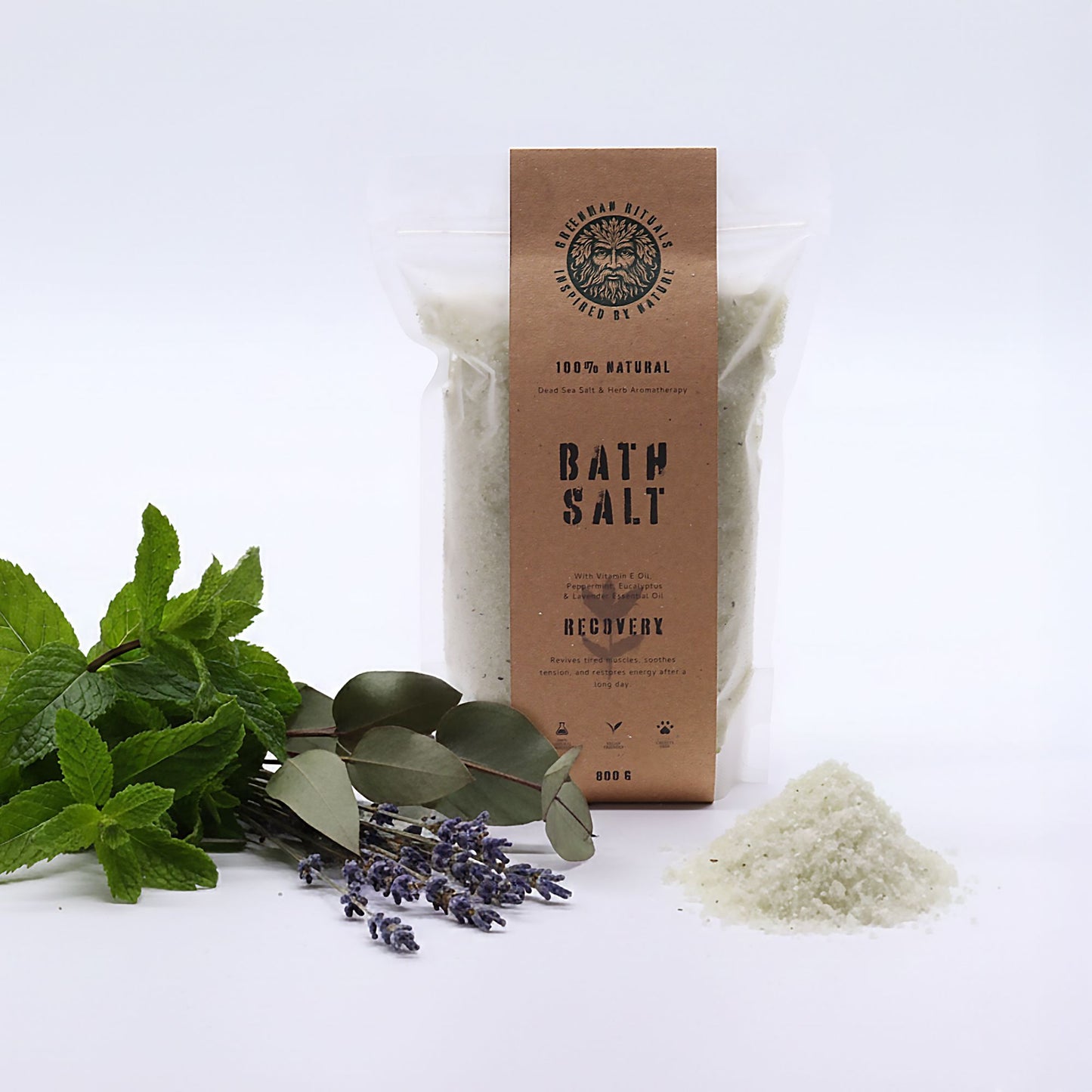 Greenman Rituals Menthol Aromatherapy Epsom Bath Salt – Recovery – packaging