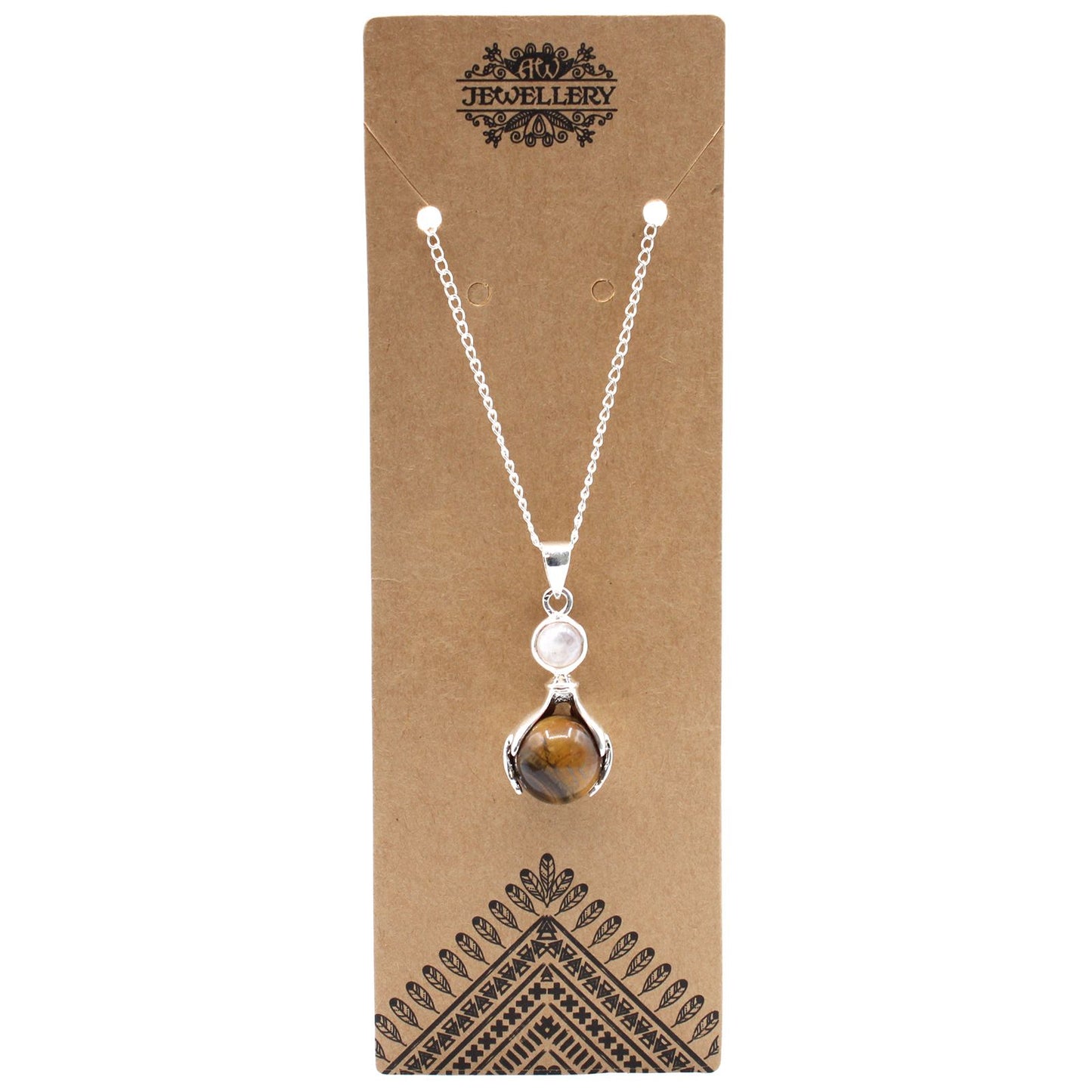Gemstone Healing Hands Pendant - Tiger Eye – detail view