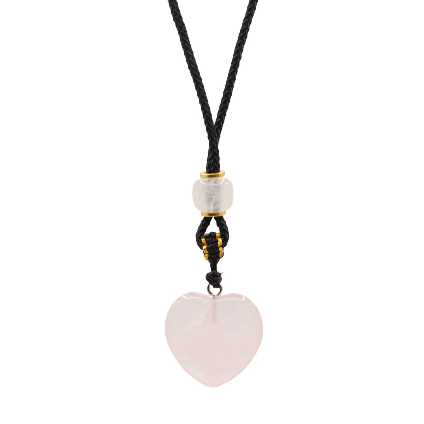 Cord Necklace Gemstone Pendant - Rose Quartz Heart | Auro & Co