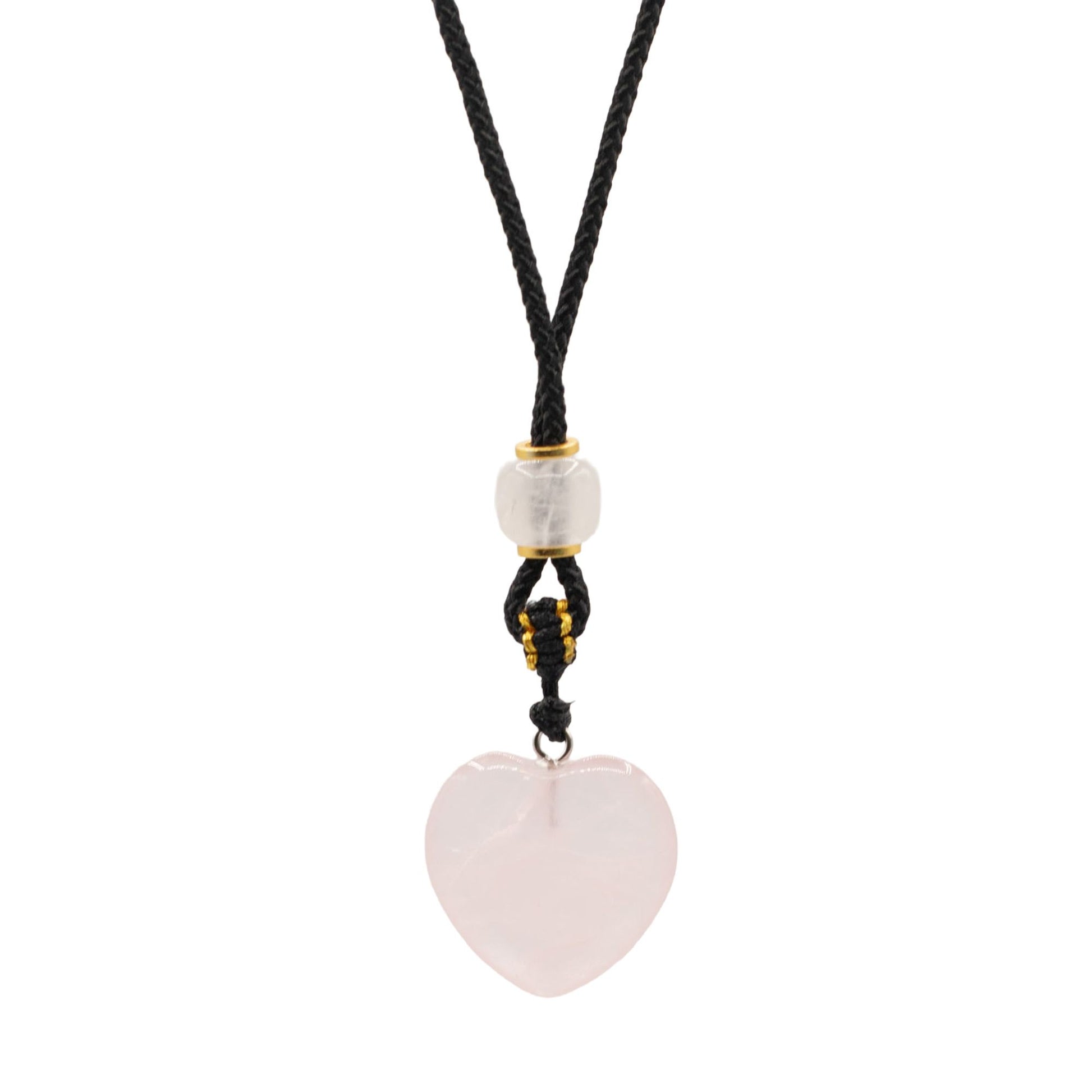 Cord Necklace Gemstone Pendant - Rose Quartz Heart | Auro & Co