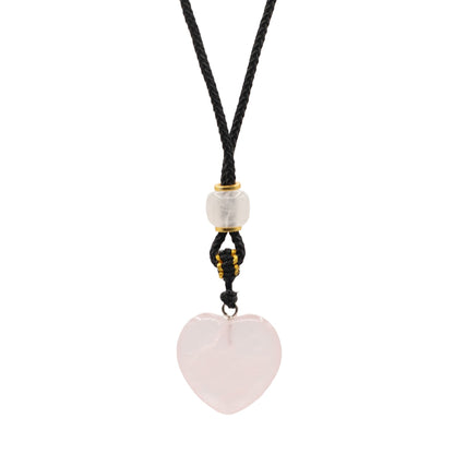 Cord Necklace Gemstone Pendant - Rose Quartz Heart | Auro & Co