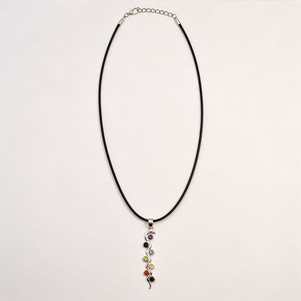 Indian Devotional Pendant - Silver Plated (45cm Cord)- Snake Chakra | Auro & Co