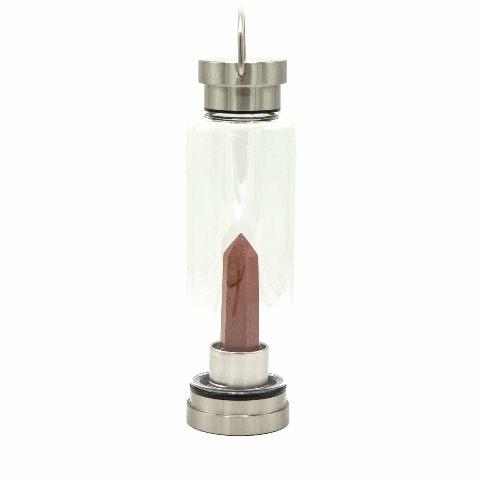 Crystal Infused Glass Water Bottle - Invigorating Red Jasper - Obelisk | Auro & Co
