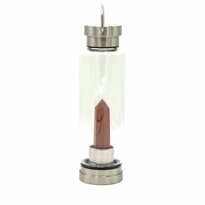 Crystal Infused Glass Water Bottle - Invigorating Red Jasper - Obelisk | Auro & Co