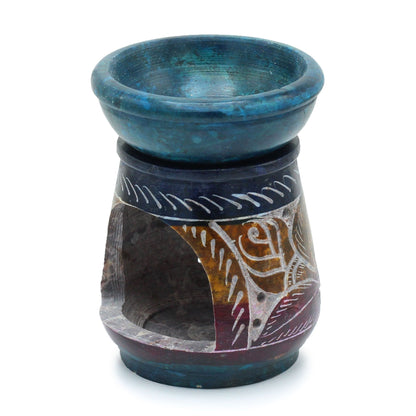Flower Soapstone Oil Burner, Small 8cm