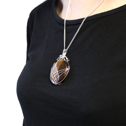 Swirl Wrapped Gemstone Necklace - Tiger Eye – lifestyle shot