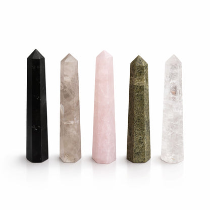 Gemstone Six Face Obelisk Point approx 11cm  - Rose Quartz – detail view