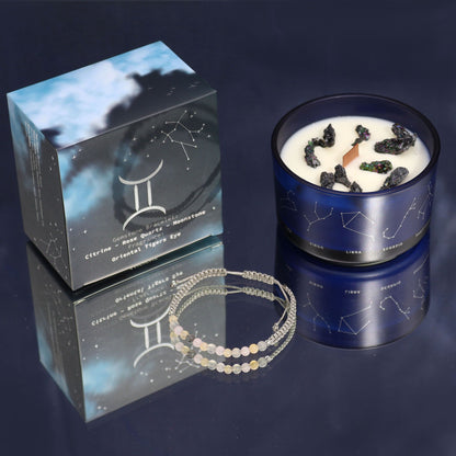Gemini Zodiac Crystal Candle Set – detail view