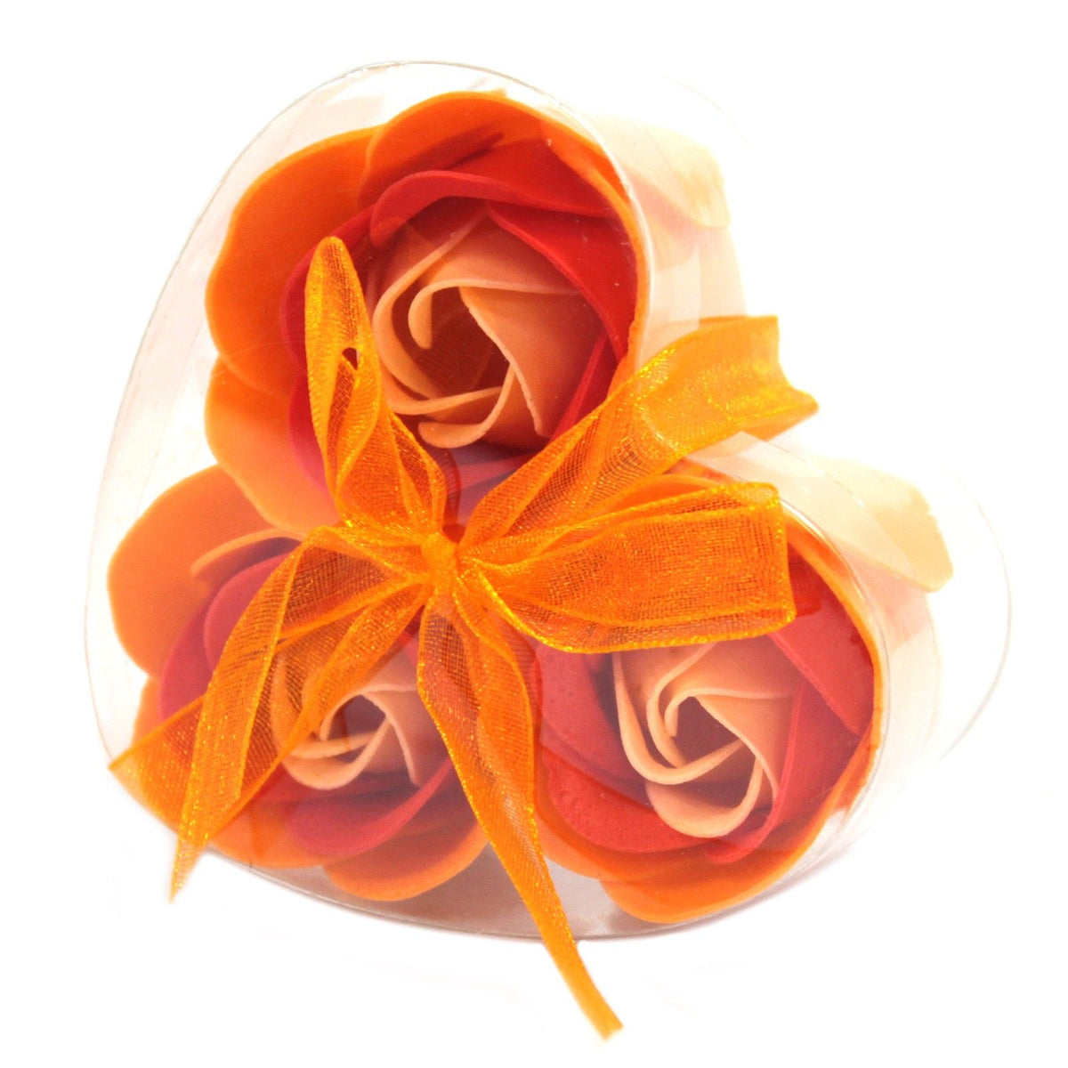 Peach Roses Soap Flower Heart Box, Set of 3