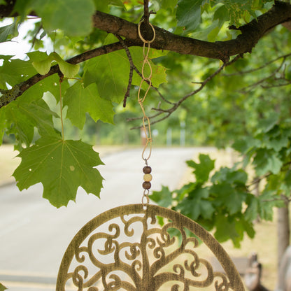 Tree of Life Brass Bell Chime with Glass Beads, Large