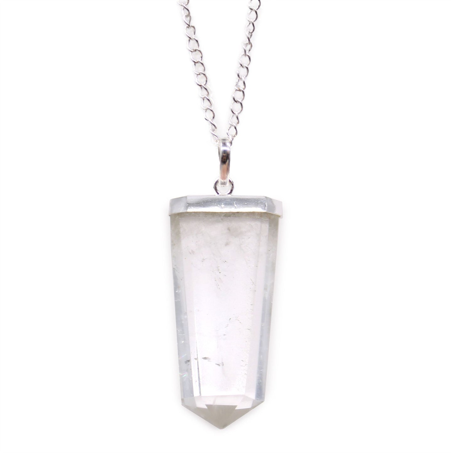 Gemstone Flat Pencil Pendant - Rock Quartz | Auro & Co