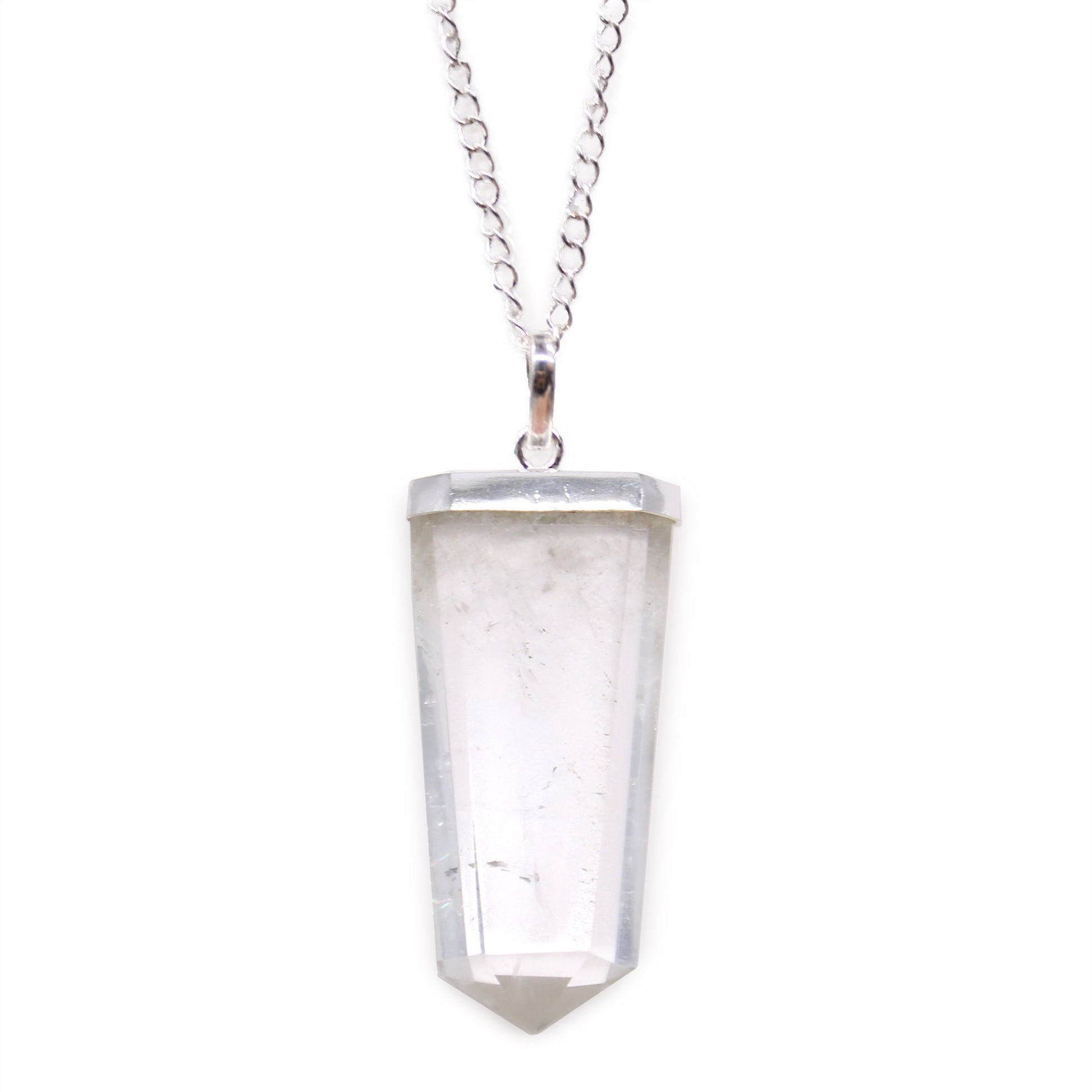 Gemstone Flat Pencil Pendant - Rock Quartz | Auro & Co