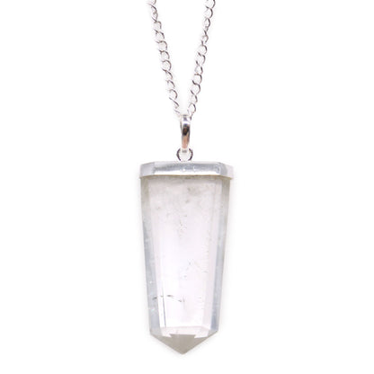 Gemstone Flat Pencil Pendant - Rock Quartz | Auro & Co